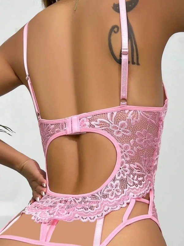 NEW DREAMS PEMBE DANTELLİ FANTEZİ JARTİYER TAKIM