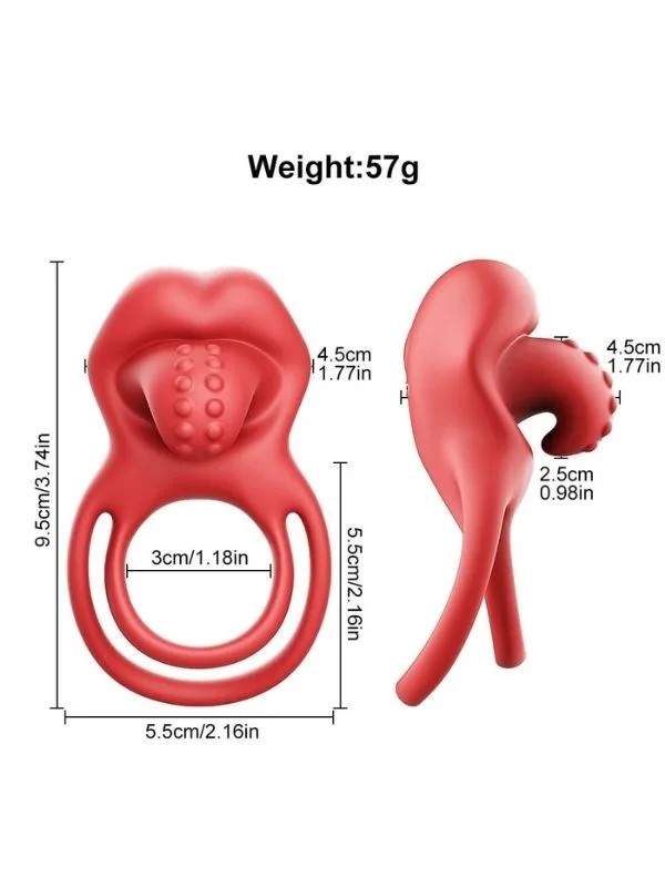 G-Noktası Uyarımlı Dilli Titreşimli Penis Halkası – Çift Yönlü Zevk