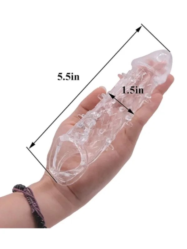 Wolf Warrior Crystal Şeffaf Dokulu Penis Kılıfı – Esnek TPE Malzeme, Gerçekçi His, 13.8 cm