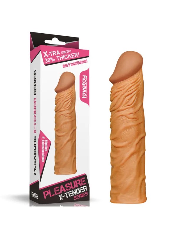 Add 2" Pleasure X Tender Penis Sleeve Brown
