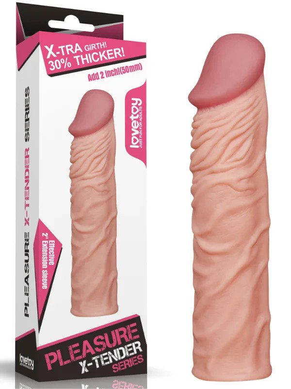Add 2" Pleasure X Tender Penis Sleeve Flesh
