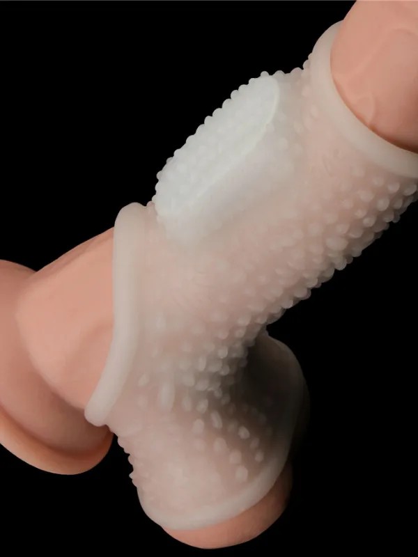 Vibrating Drip Knights Ring with Scrotum Sleeve (Beyaz)