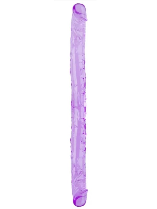 Çift Taraflı Esnek Dildo 34 cm – Gerçekçi Dokulu Mor Renk