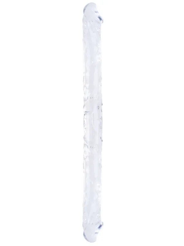 Çift Taraflı Esnek Dildo 34 cm – Gerçekçi Dokulu Şeffaf Renk