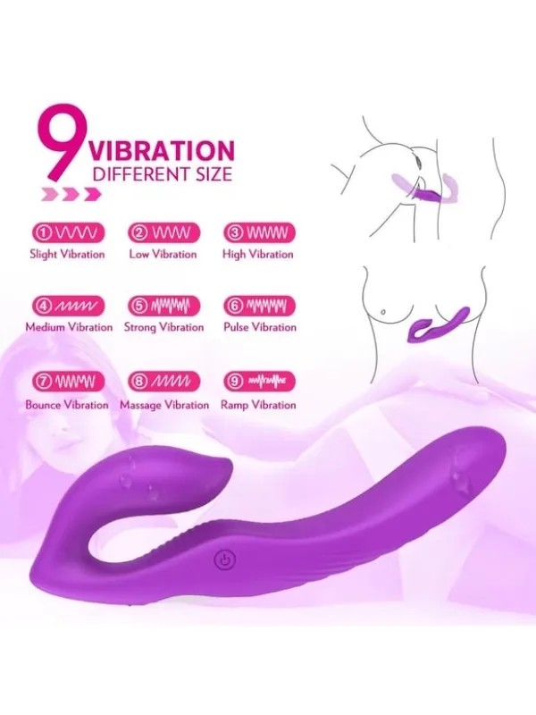 Çift Titreşim Motorlu Strapless Giyilebilir Çift Taraflı Vibratör – 180° Bükülebilir, IPX7 Su Geçirmez