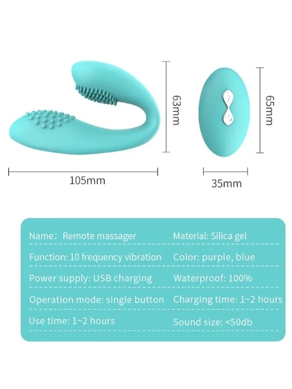 Kablosuz Kumandalı Tırtıklı Klitoris ve G-Spot Uyarıcı 2 in 1 Çift C Vibratör
