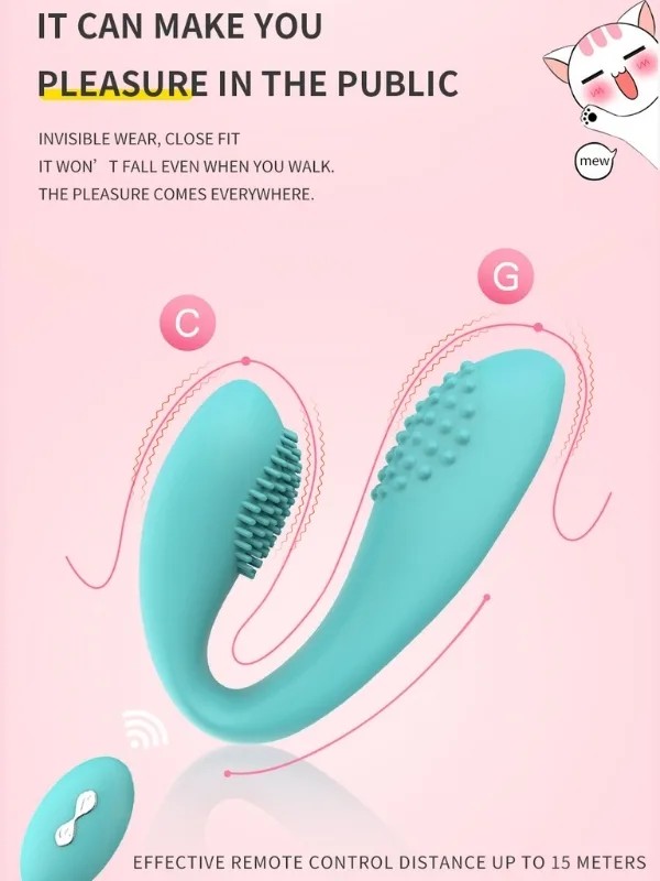 Kablosuz Kumandalı Tırtıklı Klitoris ve G-Spot Uyarıcı 2 in 1 Çift C Vibratör