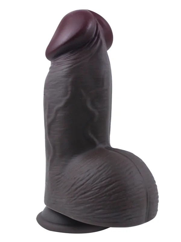 Gerçekçi Tasarımlı Geniş Çaplı Vakum Tabanlı Silikon Dildo 21 cm Siyah