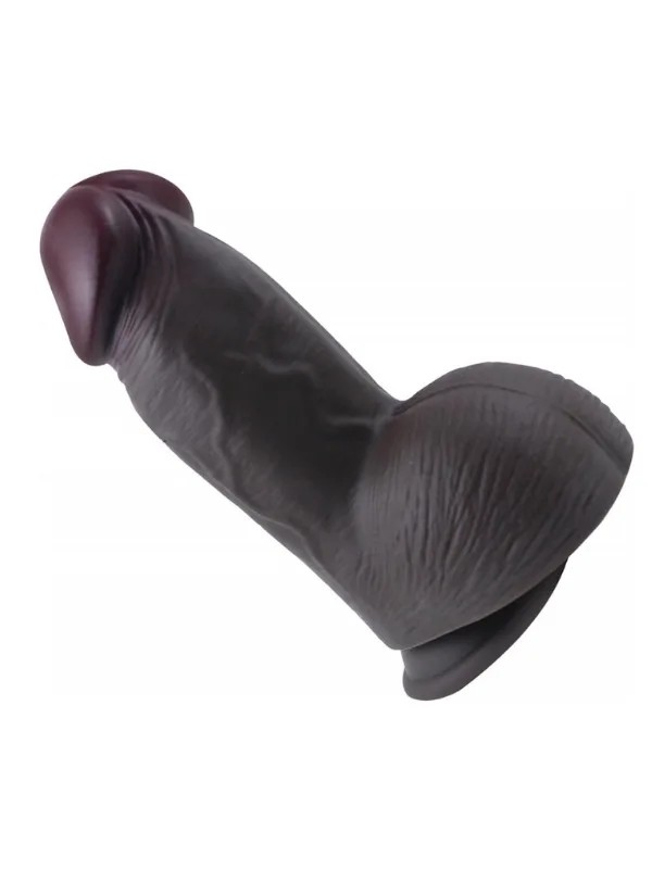 Gerçekçi Tasarımlı Geniş Çaplı Vakum Tabanlı Silikon Dildo 21 cm Siyah