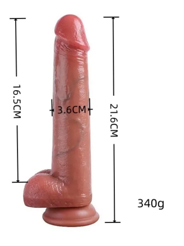 Gerçekçi Tasarımlı Vakum Tabanlı Silikon Dildo 21,6 cm