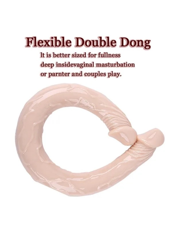 Çift Taraflı Esnek Dildo 40 cm – Gerçekçi Dokulu Ten Renk