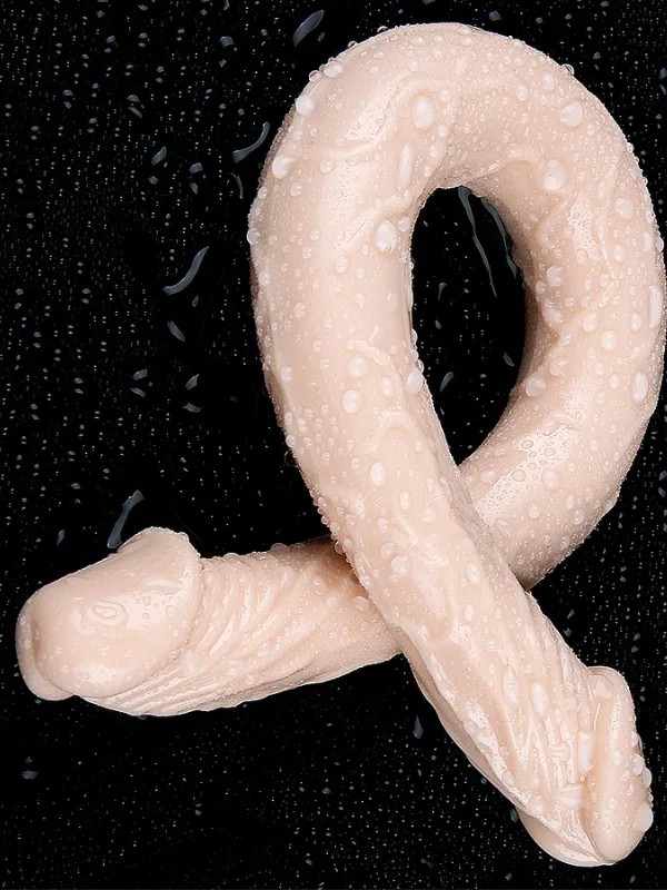 Çift Taraflı Esnek Dildo 40 cm – Gerçekçi Dokulu Ten Renk