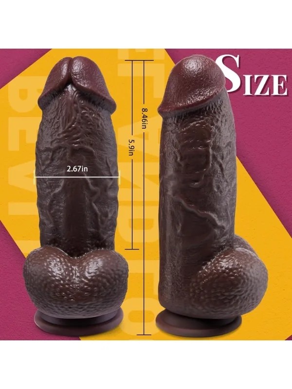 Siyah SuperLove Realistik Dual Density Dildo – 21 cm Güçlü Emme Tabanlı Vücut Dostu Silikon
