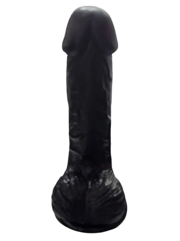 Gerçekçi Testisli Siyah Dildo 19 cm