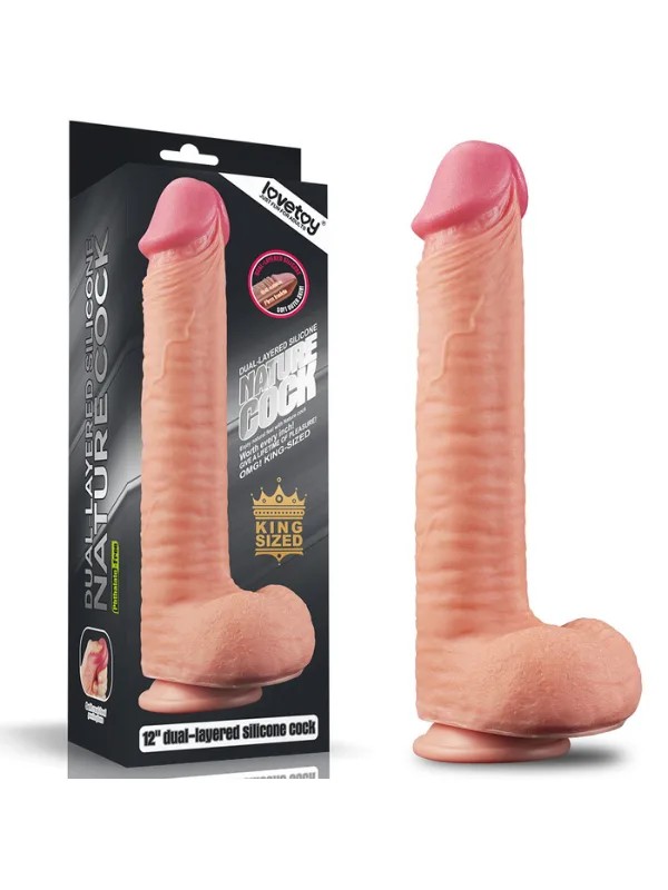 12 İnç Dual Layered Platinum Silicone Cock Dildo
