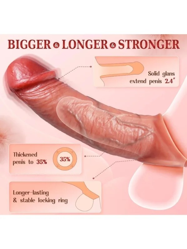 Realistik Penis Kılıfı 19 cm | Esnek Silikon Uzatıcı ve Kalınlaştırıcı Kılıf | Testis Halkalı