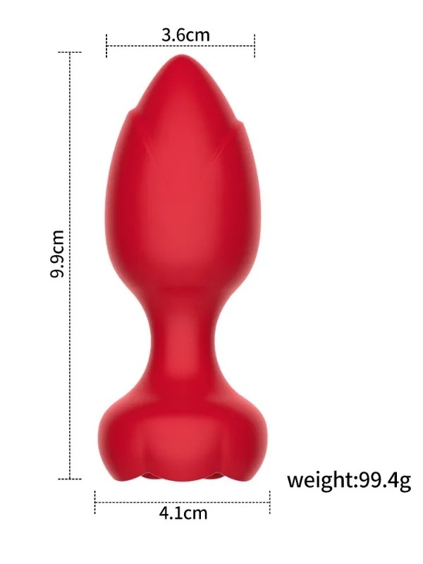 Telefon Kontrollü Full Covered Rubber Rose Anal Plug – Siyah