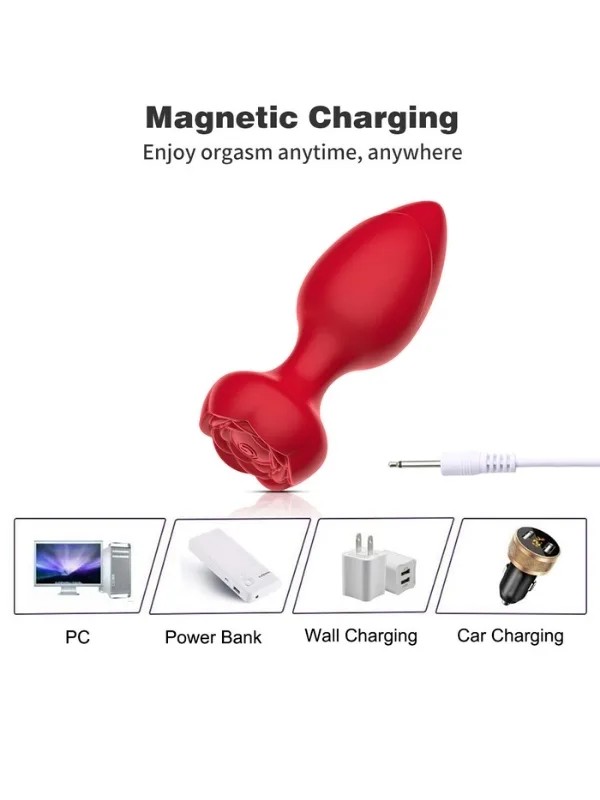 Telefon Kontrollü Full Covered Rubber Rose Anal Plug – Siyah