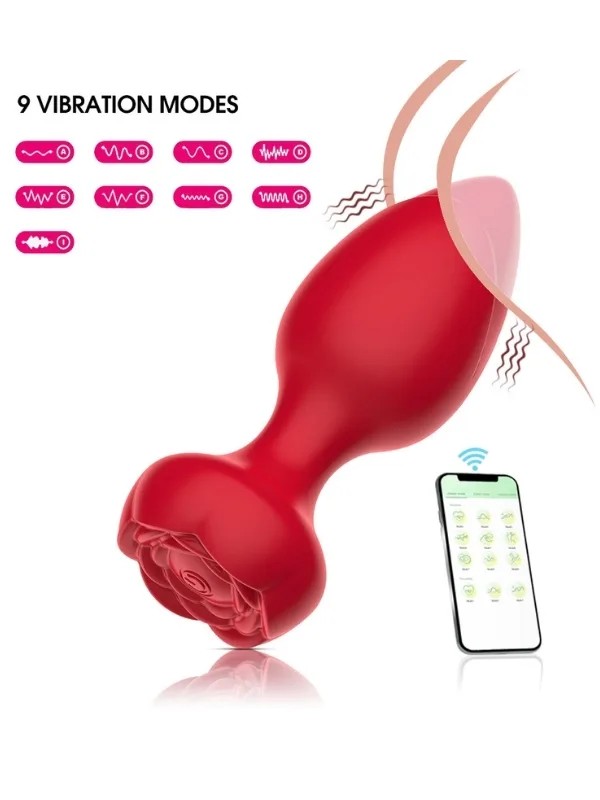 Telefon Kontrollü Full Covered Rubber Rose Anal Plug – Siyah