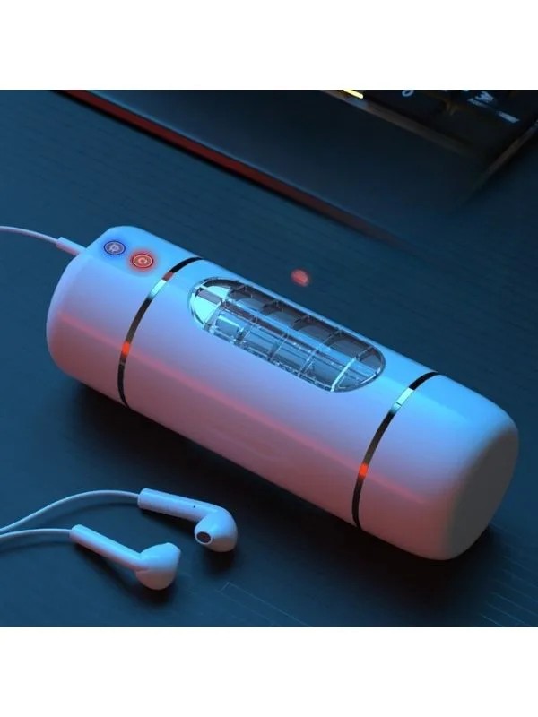USB Şarjlı 10 Mod Titreşimli Sesli Akıllı Mastürbatör Beyaz