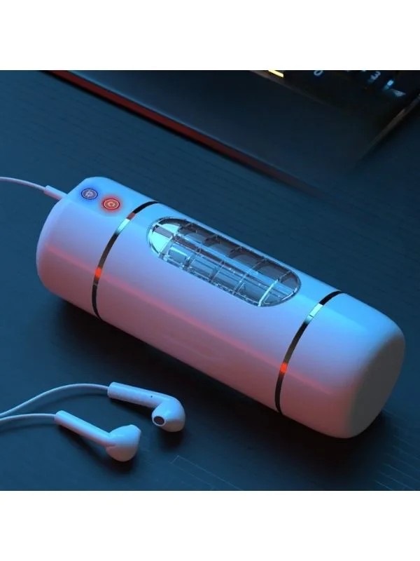 USB Şarjlı 10 Mod Titreşimli Sesli Akıllı Mastürbatör Beyaz