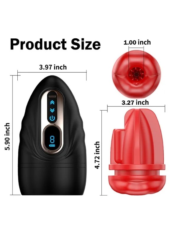 Şarjlı Isıtmalı ve Titreşimli Silikon Dudak Girişli Otomatik Oral Mastürbatör